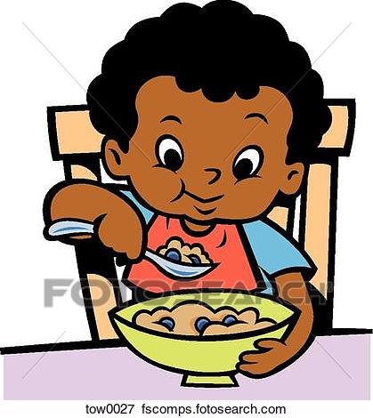 419x470 Stock Illustration Of Little Boy Eating Cereal Tow0027