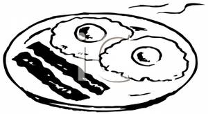 300x165 Plate Of Breakfast Food In Black And White Clipart Image