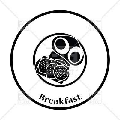 400x400 Thin Circle Design Of Breakfast Icon Royalty Free Vector Clip Art