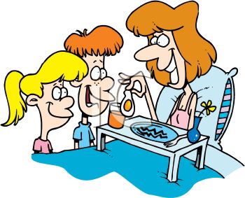 350x283 Royalty Free Clip Art Image Kids Giving Mom Breakfast In Bed