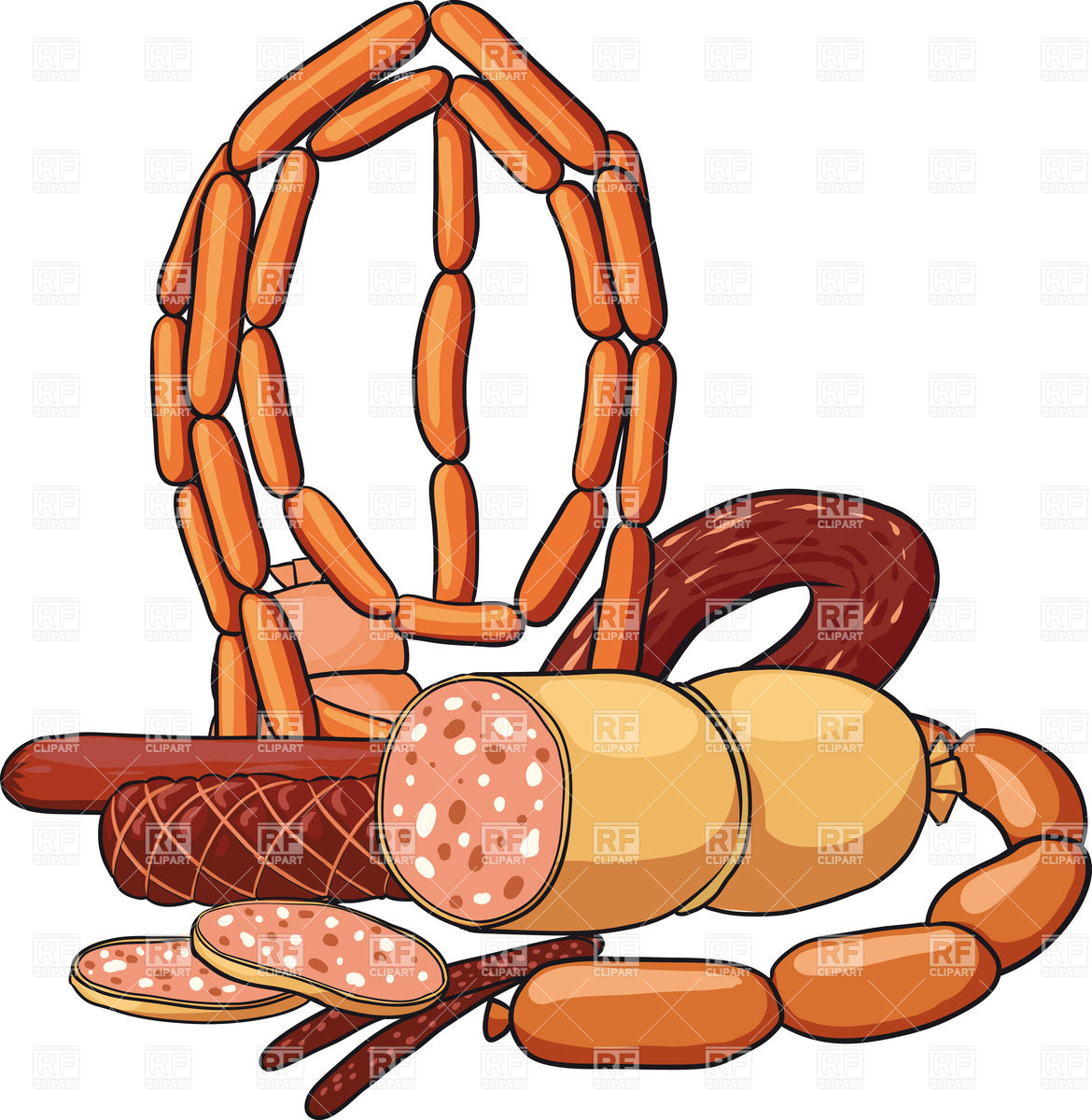 1170x1200 Cartoon Sausage Products Royalty Free Vector Clip Art Image