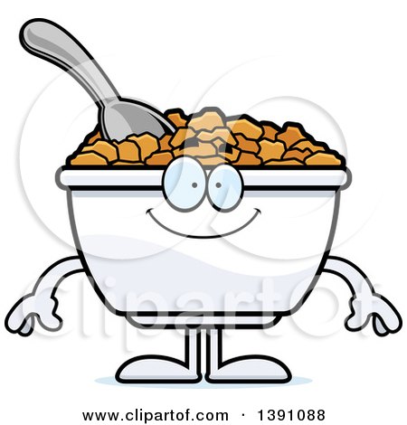 450x470 Clipart Of A Cartoon Happy Bowl Of Corn Flakes Breakfast Cereal