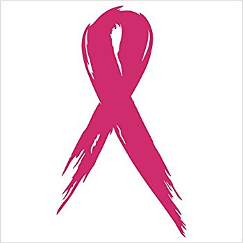 350x350 Breast Cancer Awareness Ribbon White Car Window Vinyl