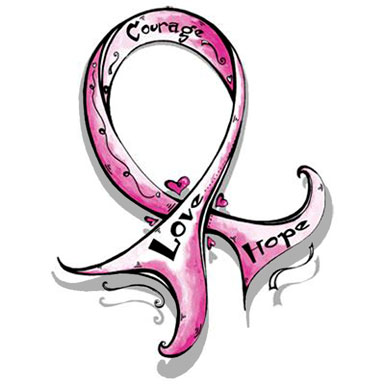 385x385 Love Hope Courage Breast Cancer Ribbon
