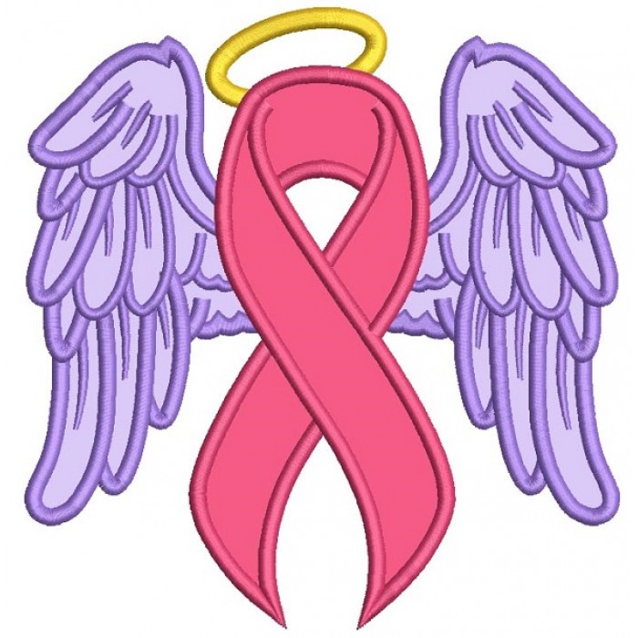 700x700 Wings Breast Cancer Awareness Ribbon Applique Machine Embroidery