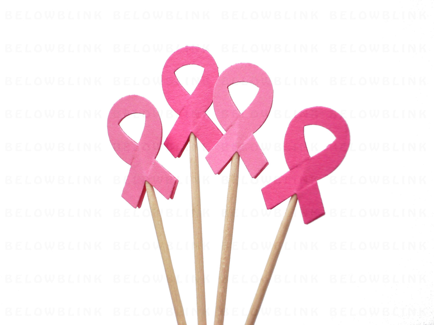 1500x1125 24 Breast Cancer Awareness Pink Ribbon Cupcake Toppers