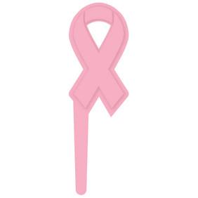282x282 Pink Ribbon Awareness Cupcake Picks 12 Pack For Breast Cancer