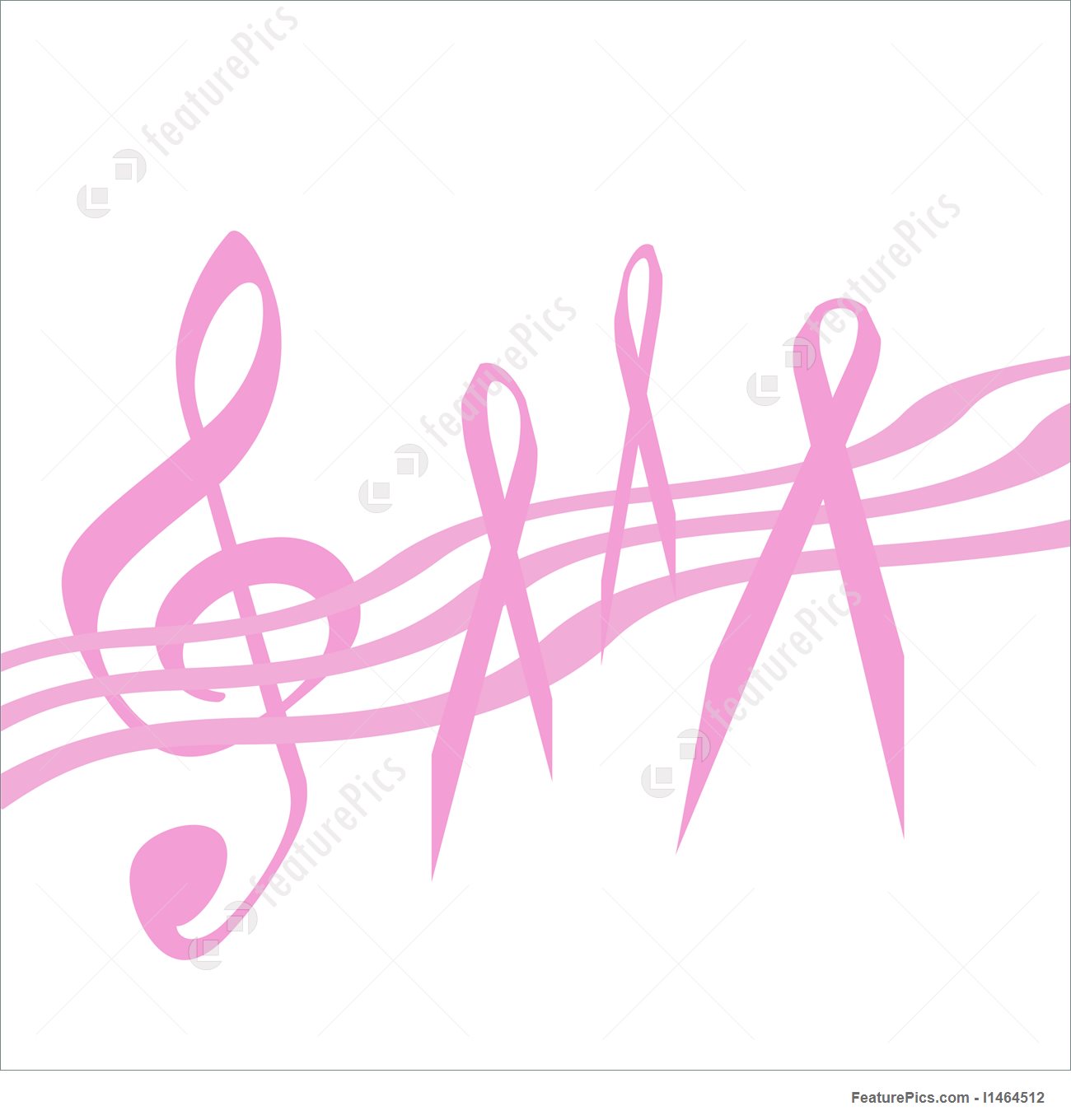 1300x1360 Pink Ribbon Music Illustration
