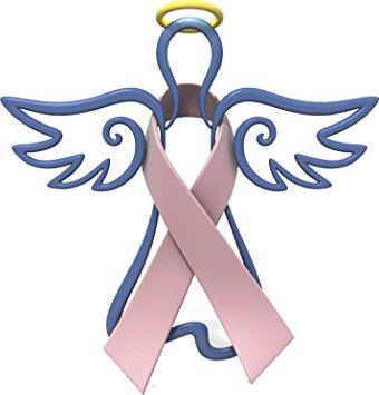 340x355 Outline Of Angel With Breast Cancer Ribbon And Halo