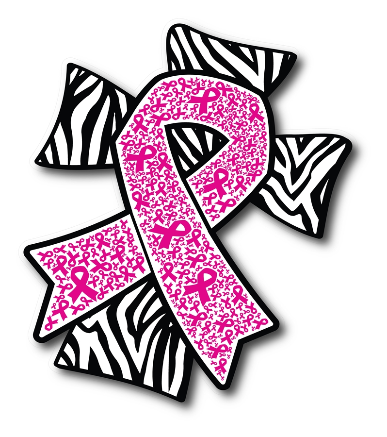 798x900 Breast Cancer Ribbon On Zebra Cross Decal 3 Pack