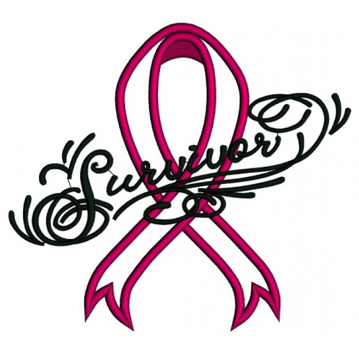 700x700 Cancer Survivor Ribbon Applique Machine Embroidery Design