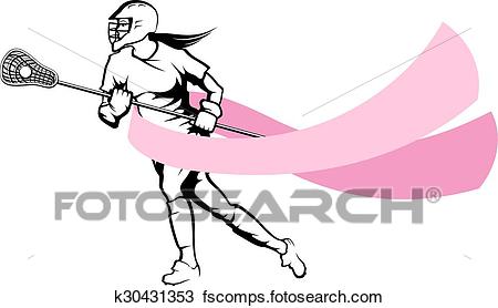 450x278 Clipart Of Female Lacrosse Player With Breast Cancer Ribbon
