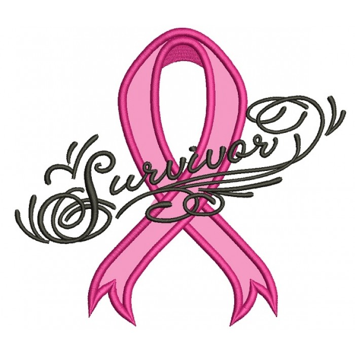 700x700 Breast Cancer Survivor Ribbon Applique Machine Embroidery Design