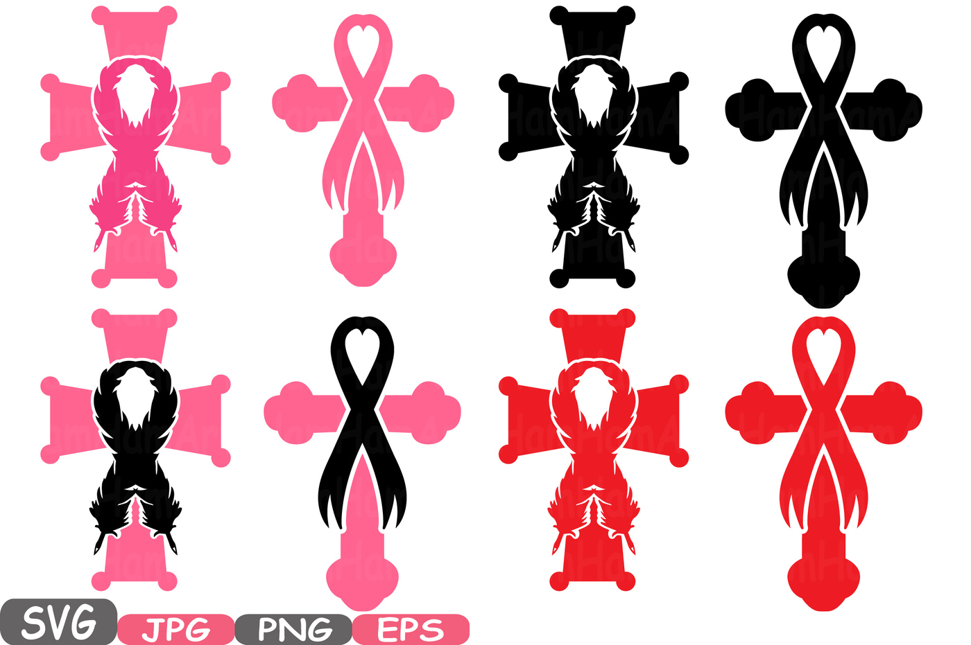 1400x931 Christian Cross Breast Cancer Feathers Awareness Ribbon Svg