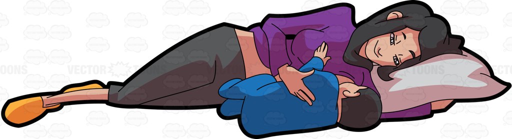 1024x278 A Mother Lying Down And Breastfeeding Her Baby Boy Cartoon Clipart