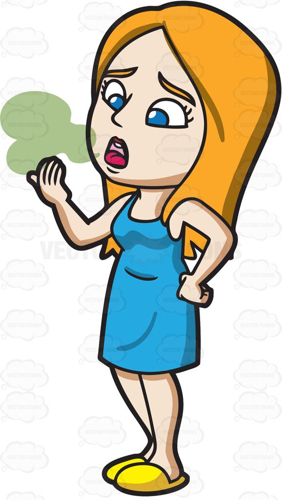 578x1024 A Woman With Bad Breath Cartoon Clipart