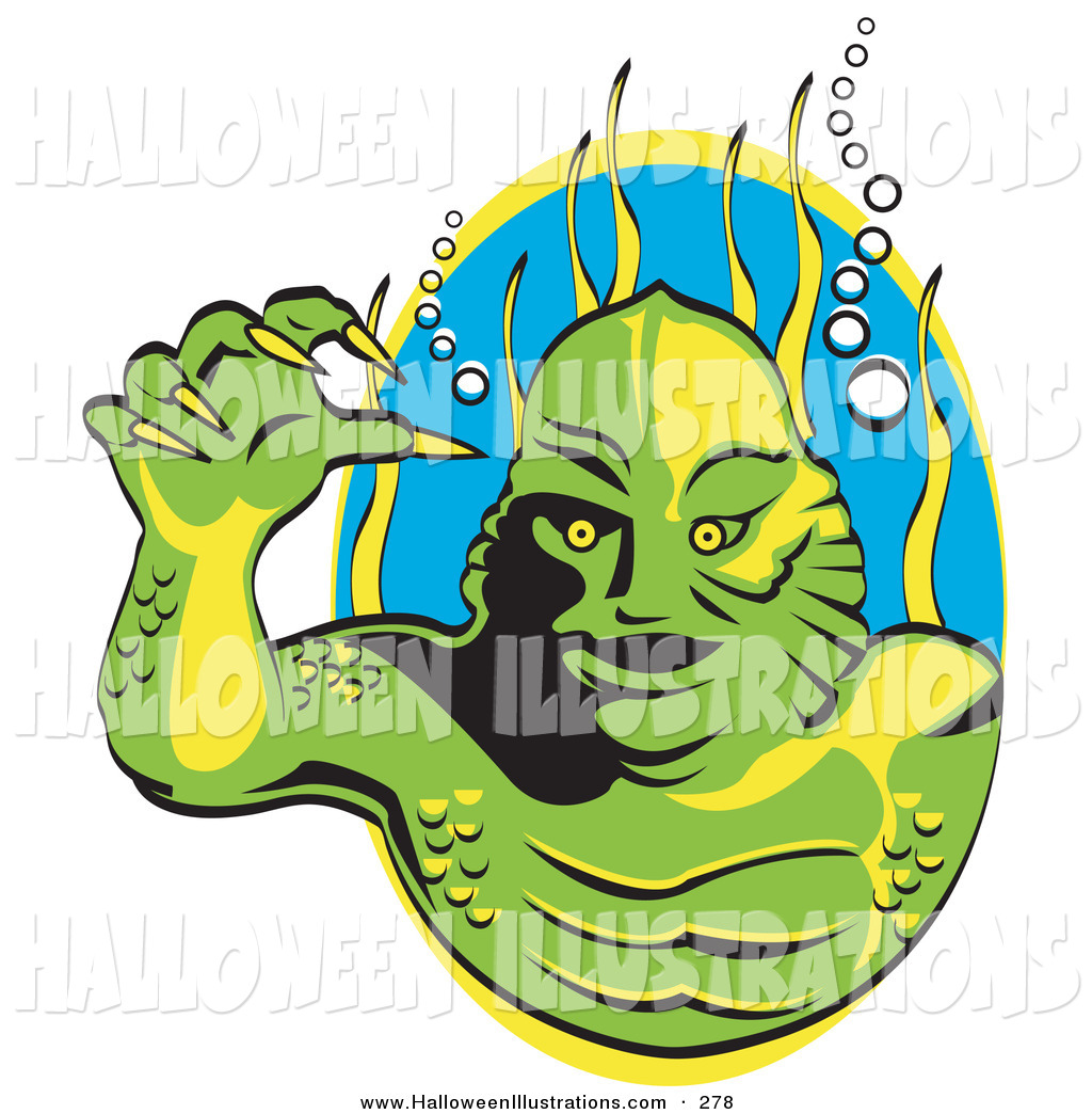 1024x1044 Halloween Clip Art Of A Scary Green Swamp Monster With Yellow
