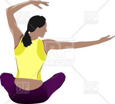 400x361 Woman Practicing Breathing Yoga Exercises Royalty Free Vector Clip