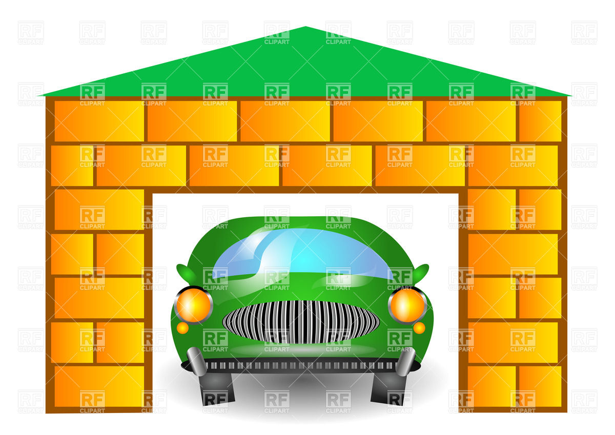 1200x849 Green Cartoon Retro Car In Garage Royalty Free Vector Clip Art