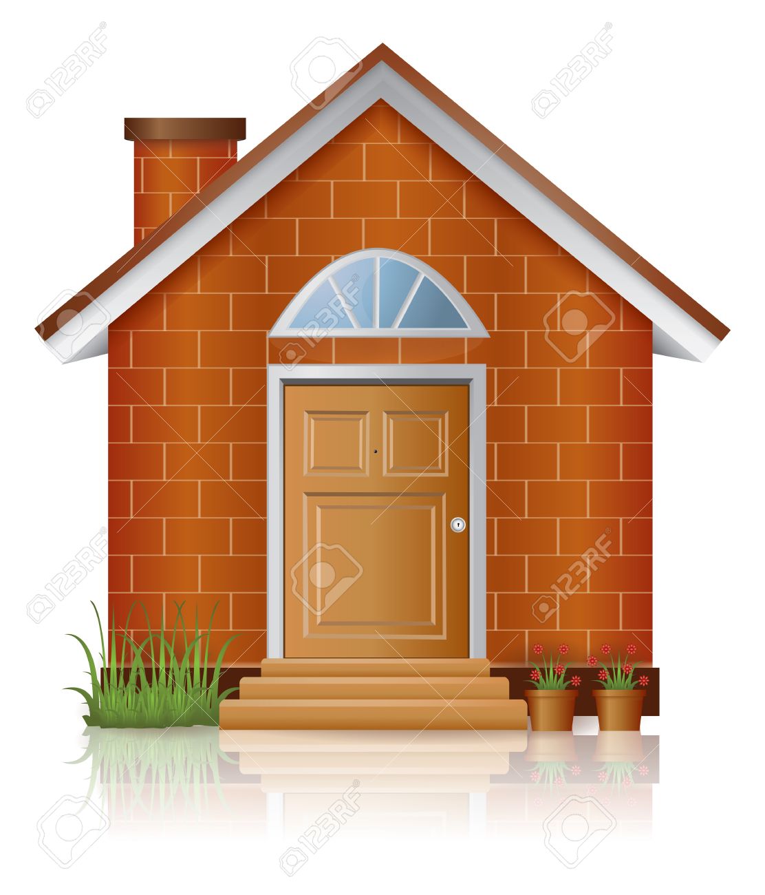 1112x1300 Brick House Architecture With Chimney, Create By Vector Royalty