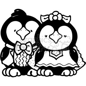 300x300 Royalty Free Penguin Bride And Groom 387994 Vector Clip Art Image