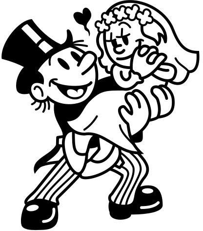 416x472 Bride And Groom Sketch Clipart