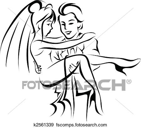 450x408 Clip Art Of Bride And Groom K2561339
