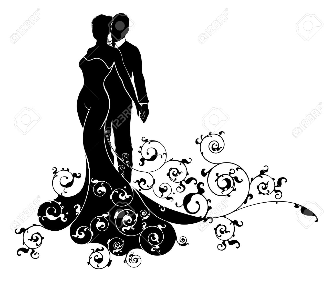 1300x1104 Bride And Groom Silhouette Clipart Black And White 11 Clipart