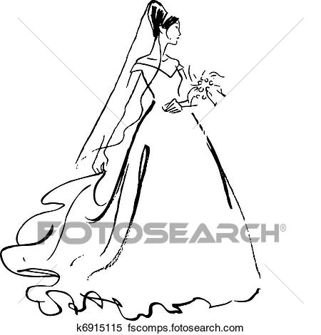 450x470 Clipart Of Bride Drawing K6915115