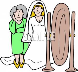 300x276 Mother Of The Bride And The Bride In Front Of A Mirror Clip Art Image