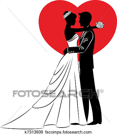 409x470 Clip Art Of Beautiful Bride And Groom K7313939