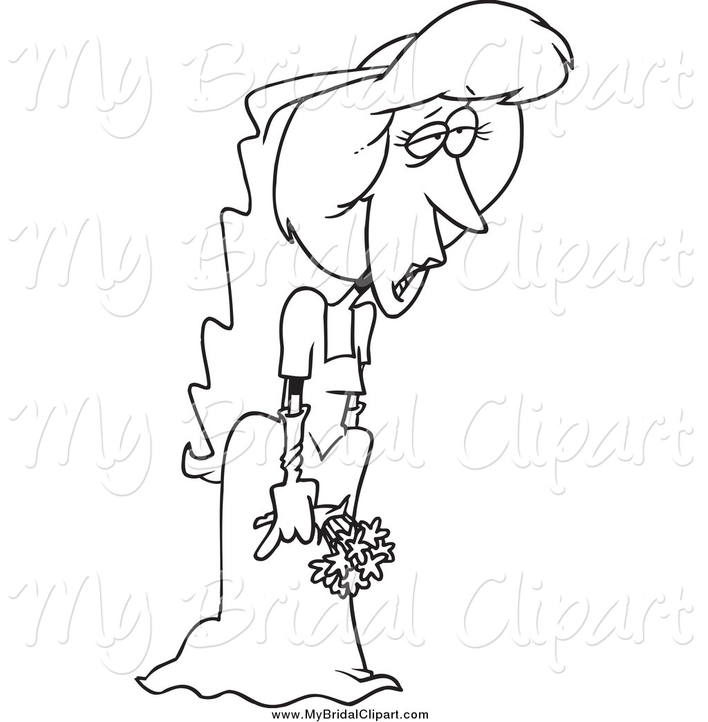 1024x1044 Bridal Clipart Of A Black And White Sad Deserted Bride By Toonaday
