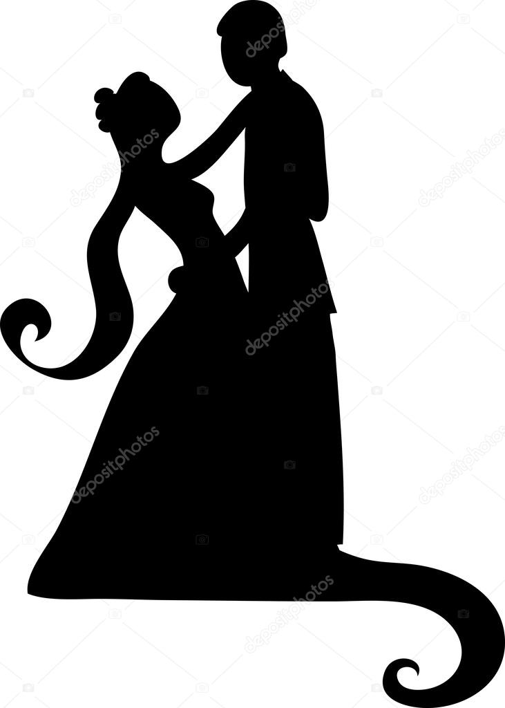 731x1024 Clipart Illustration Of A Silhouetted Bride And Groom Dancing