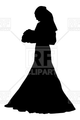 267x400 Silhouette Of Bride With Flowers Royalty Free Vector Clip Art