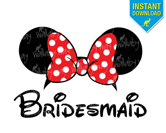 570x456 Disney Bridesmaid Minnie Ears Printable Iron On Transfer