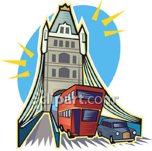 300x298 Decker Bus And Car Crossing The London Bridge