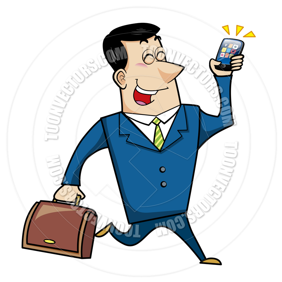 940x940 Cartoon Businessman With Briefcase And Cell Phone By Totallypic