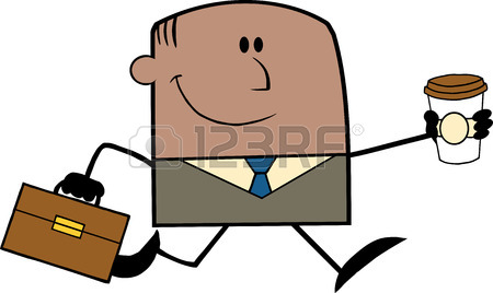 450x268 Lucky Businessman Running To Work With Briefcase And Coffee