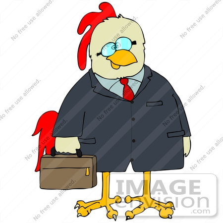 450x450 Clip Art Graphic Of A Chicken In A Suit, Carrying A Briefcase