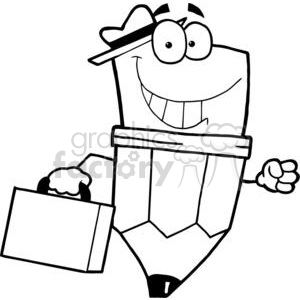 300x300 Royalty Free Pencil Cartoon Character Carrying A Briefcase 379528