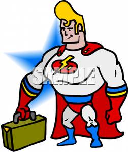 252x300 Superhero Holding A Briefcase Clip Art Image