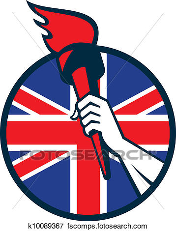 358x470 Clip Art Of Hand Holding Flaming Torch British Flag K10089367