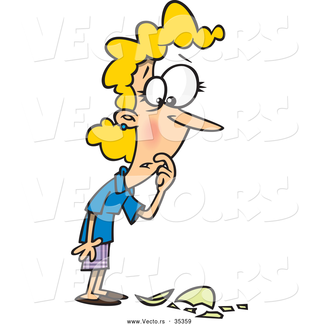 1024x1044 Vector Of A Cartoon Woman Standing Over And Looking