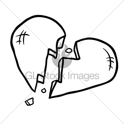 500x500 Black And White Broken Heart Gl Stock Images