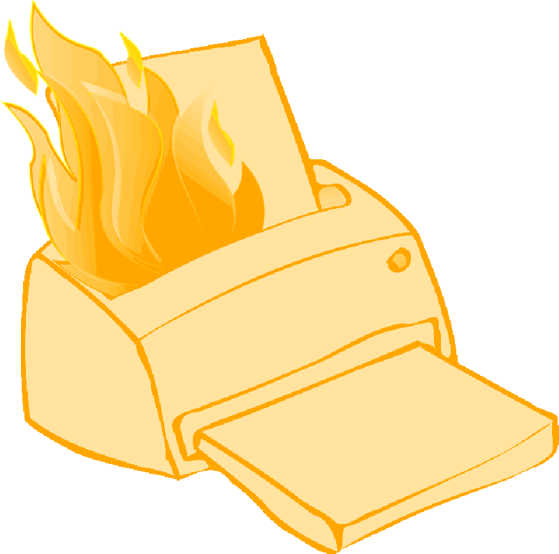 800x793 Printer, Paper, Fire, Cartoon, Hot, Electronics, Broken