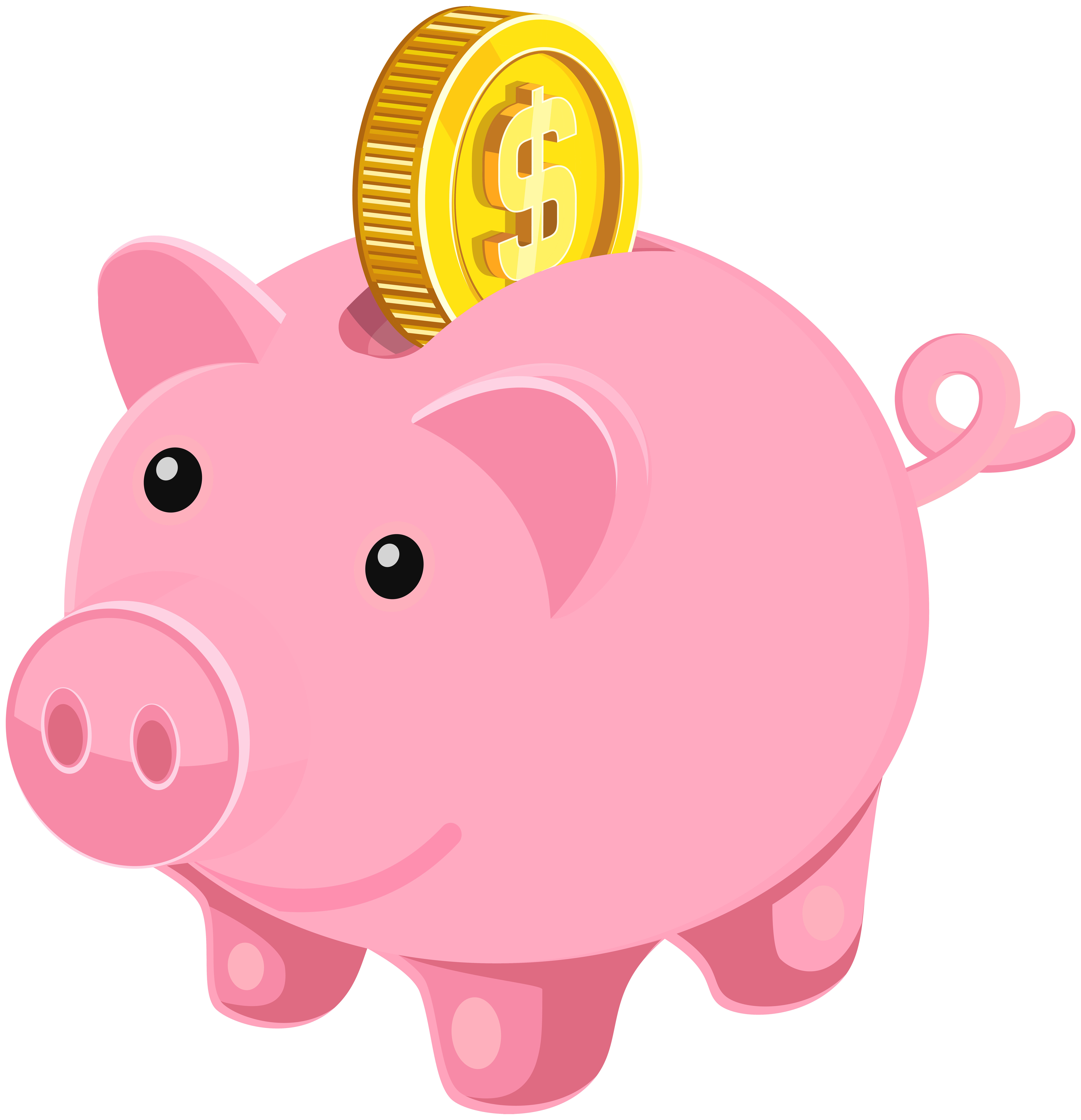 7721x8000 Cartoon Piggy Bank Clipart Example