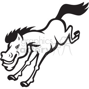 300x300 Royalty Free Black And White Bronco Horse Jumping 388131 Vector