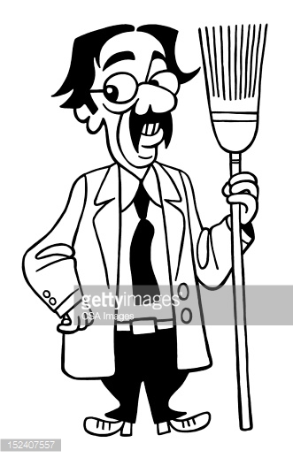 331x518 Man Holding Broom Clipart Black And White, Free Man Holding Broom