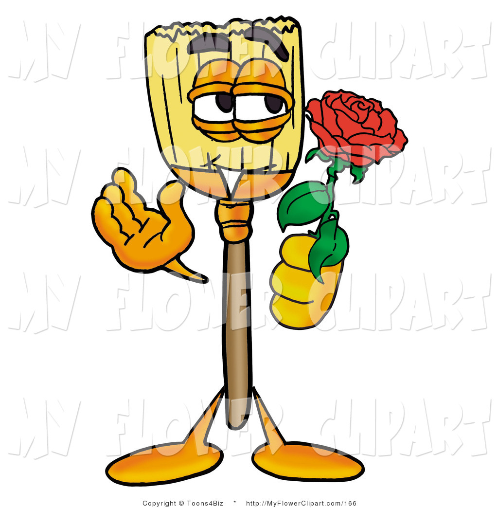 1024x1044 Cliprt Of Romantic Broom Mascot Cartoon Character Holding