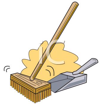 350x350 Royalty Free Clip Art Image Push Broom Sweeping Dirt Into A Dustpan